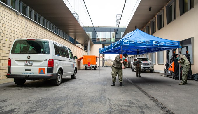 Der Zivilschutz Region Sursee richtet das Medical Center Luzern im Praplegiker-Zentrum Nottwil ein,  (Foto zvg)